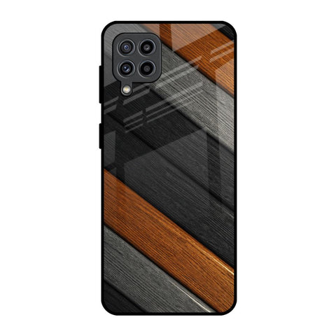 Tri Color Wood Samsung Galaxy F22 Glass Back Cover Online