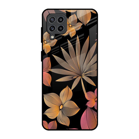 Lines Pattern Flowers Samsung Galaxy F22 Glass Back Cover Online