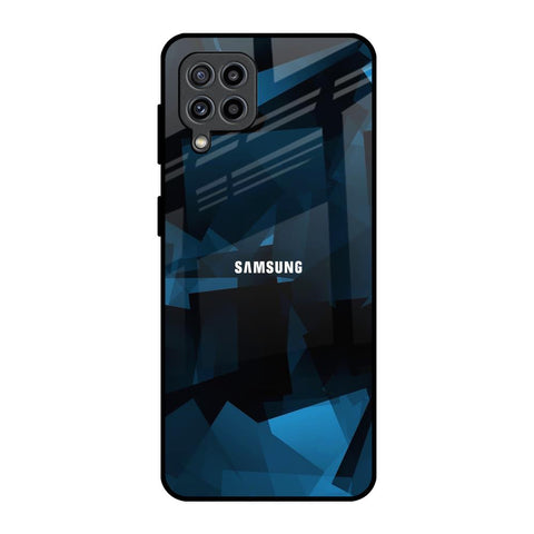 Polygonal Blue Box Samsung Galaxy F22 Glass Back Cover Online