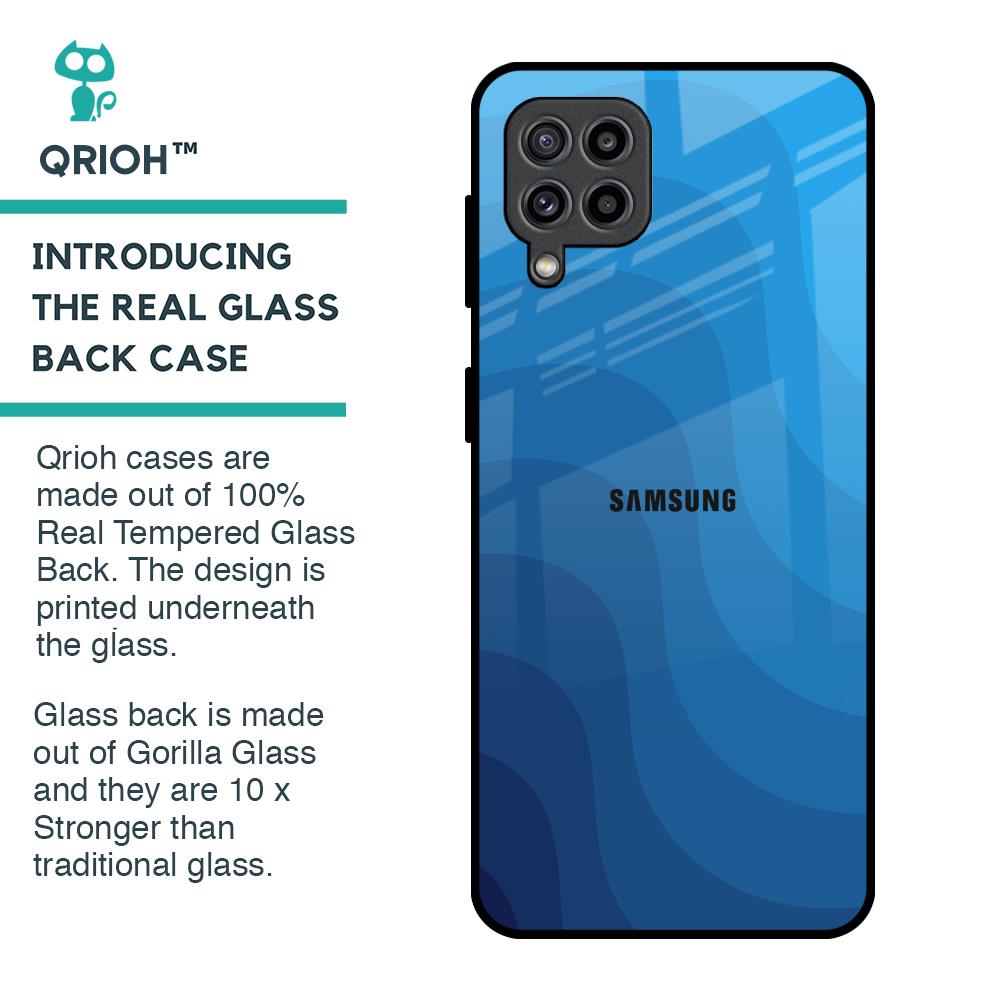Blue Wave Abstract Glass Case for Samsung Galaxy F22