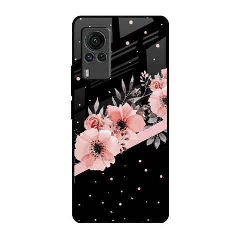 Floral Black Band Vivo X60 PRO Glass Back Cover Online