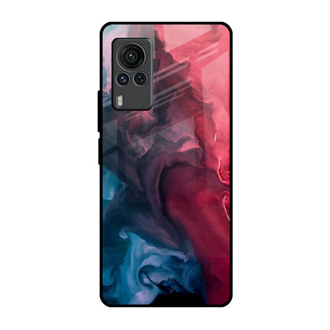 Blue & Red Smoke Vivo X60 PRO Glass Back Cover Online