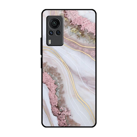 Pink & Gold Gllitter Marble Vivo X60 PRO Glass Back Cover Online