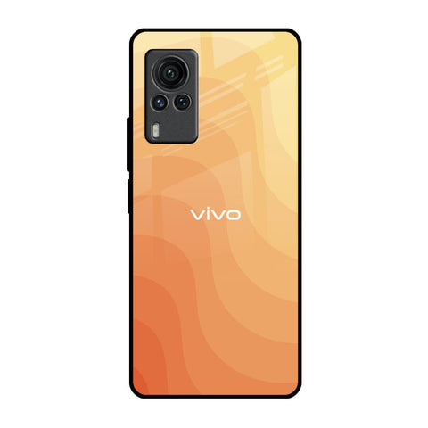 Orange Curve Pattern Vivo X60 PRO Glass Back Cover Online