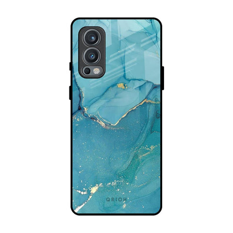 Blue Golden Glitter OnePlus Nord 2 Glass Back Cover Online