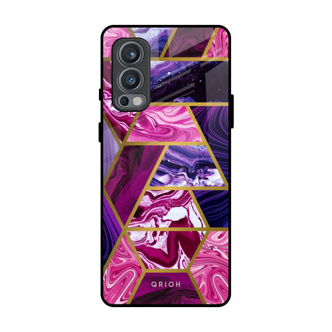 Electroplated Geometric Marble OnePlus Nord 2 Glass Back Cover Online