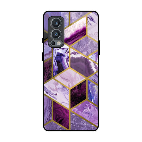 Purple Rhombus Marble OnePlus Nord 2 Glass Back Cover Online