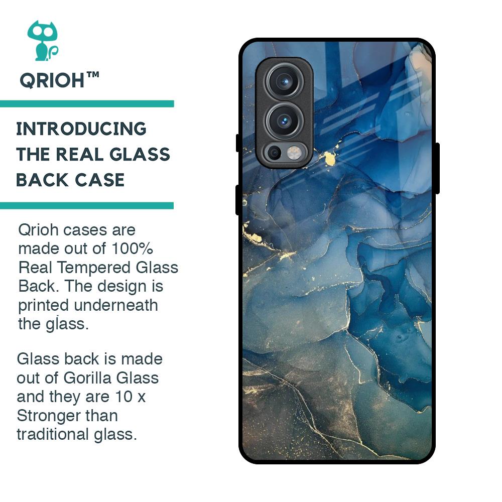 Blue Cool Marble Glass Case for OnePlus Nord 2