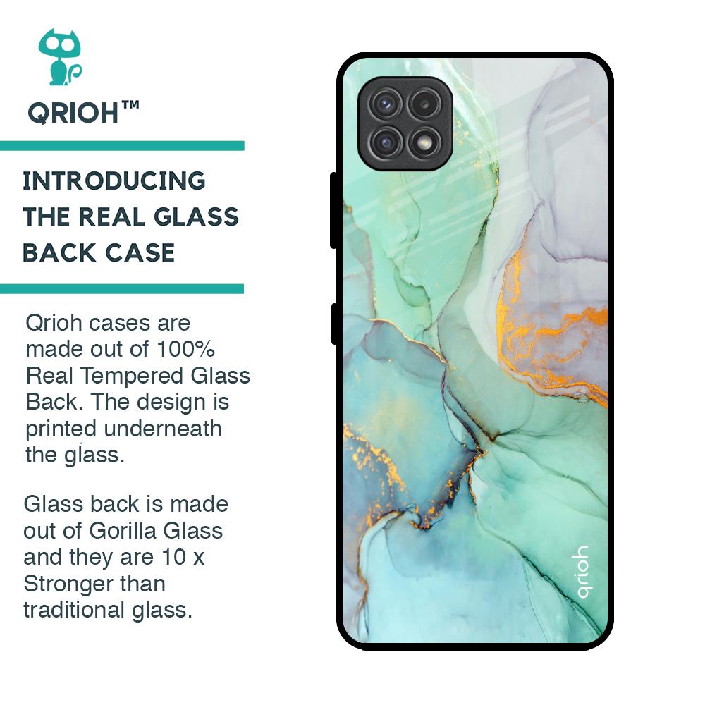Green Marble Glass Case for Samsung Galaxy A22 5G