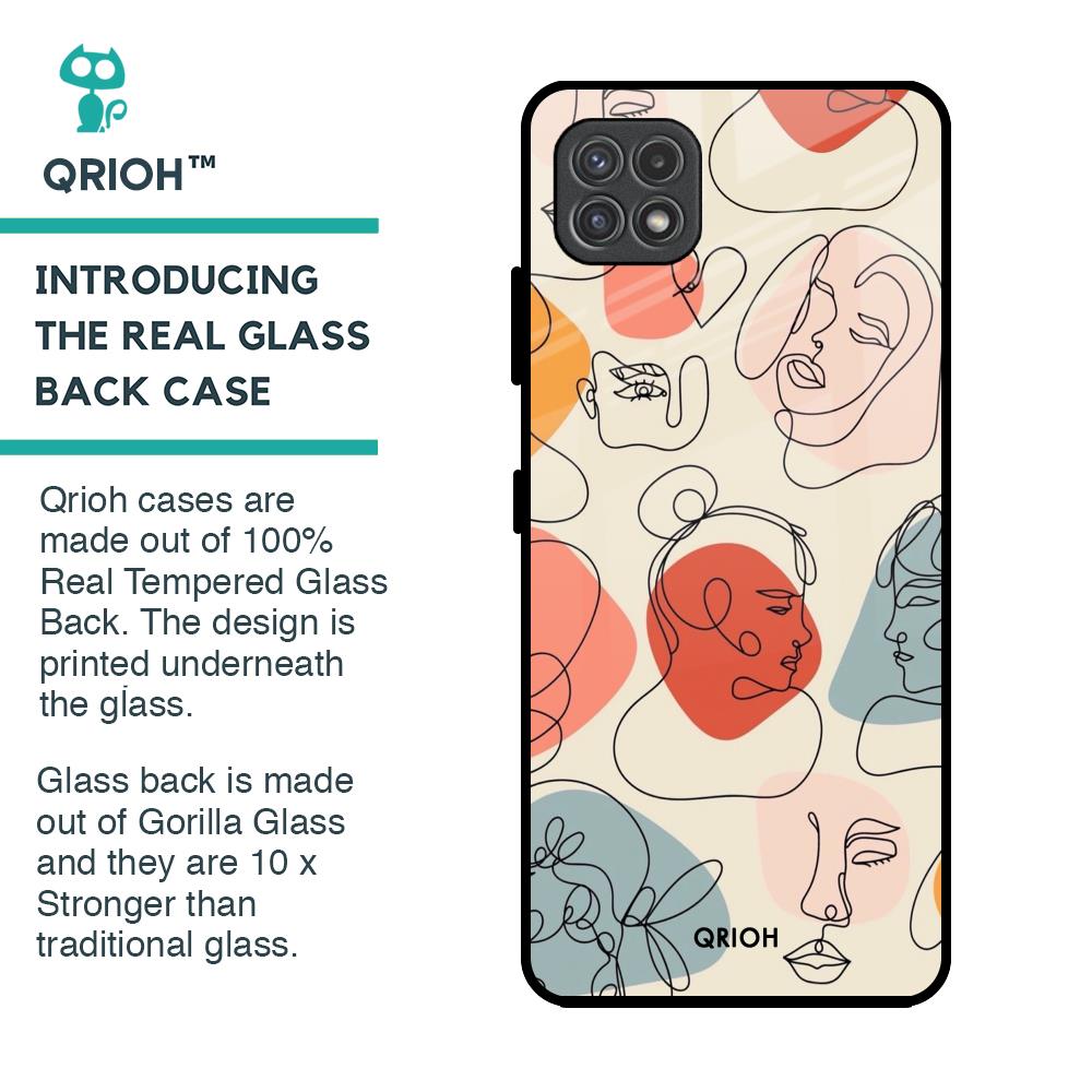 Abstract Faces Glass Case for Samsung Galaxy A22 5G
