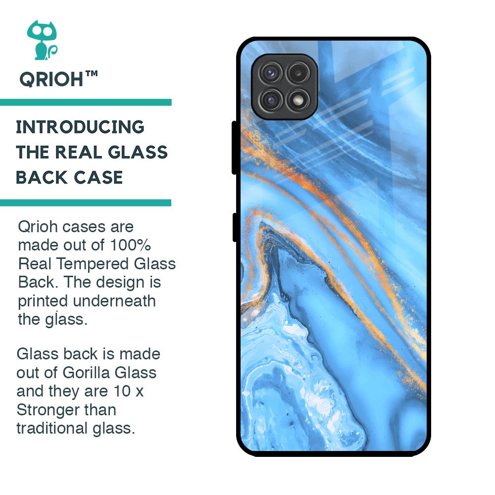 Vibrant Blue Marble Glass Case for Samsung Galaxy A22 5G