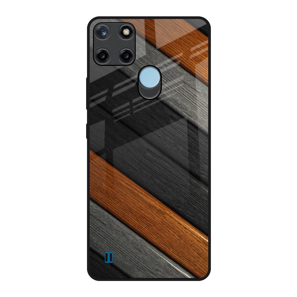 Tri Color Wood Realme C21Y Glass Back Cover Online