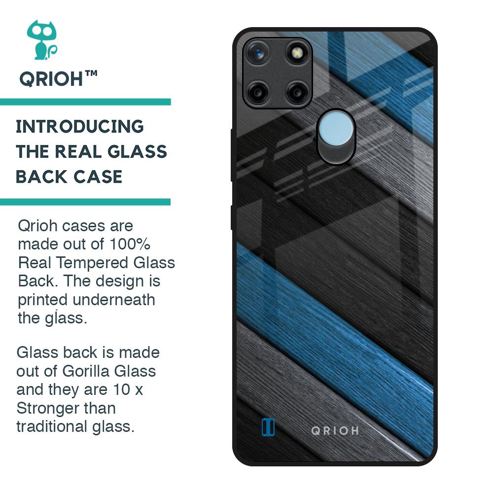 Multicolor Wooden Effect Glass Case for Realme C21Y