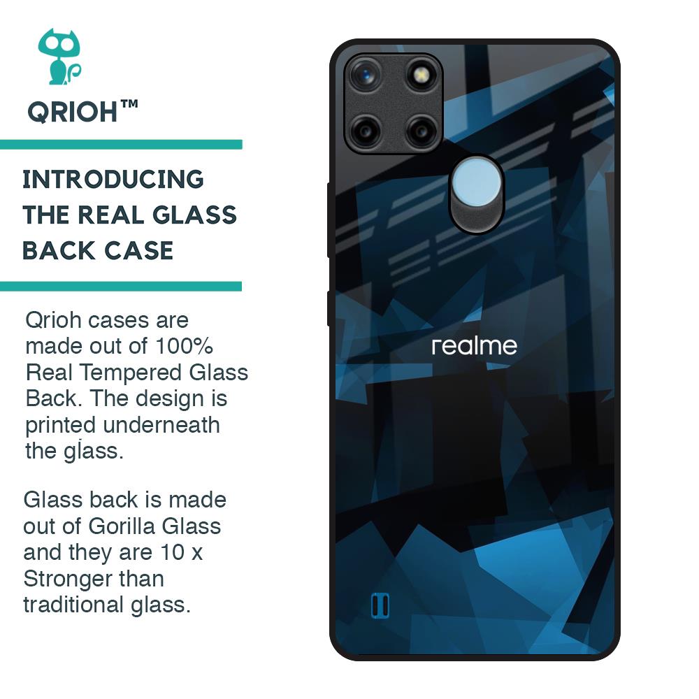 Polygonal Blue Box Glass Case For Realme C21Y