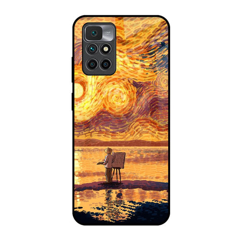 Sunset Vincent Redmi 10 Prime Glass Back Cover Online