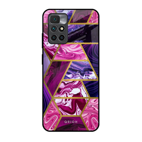 Electroplated Geometric Marble Redmi 10 Prime Glass Back Cover Online