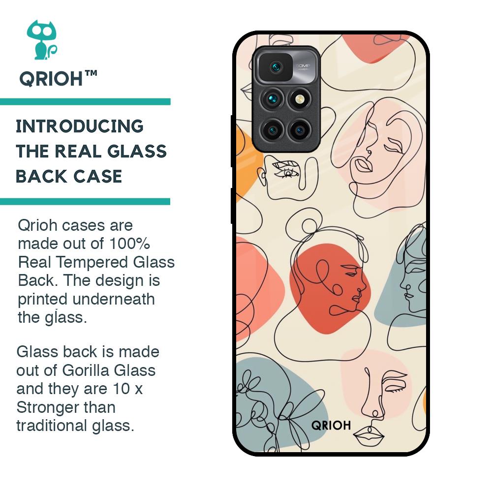 Abstract Faces Glass Case for Redmi 10 Prime