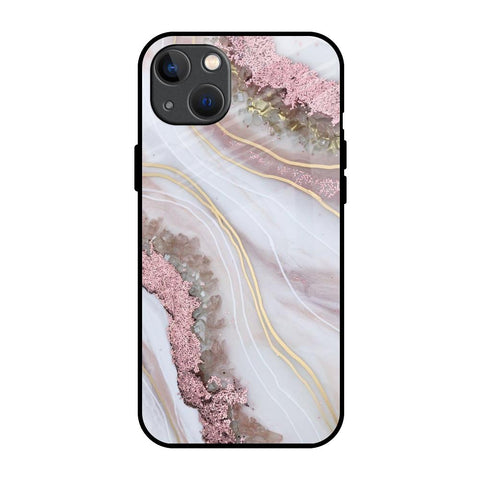 Pink & Gold Gllitter Marble iPhone 13 Glass Back Cover Online