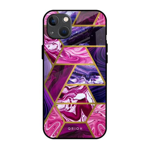 Electroplated Geometric Marble iPhone 13 Glass Back Cover Online