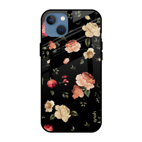 Black Spring Floral Apple iPhone 13 Glass Cases & Covers Online
