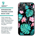 Tropical Leaves & Pink Flowers Glass Case for iPhone 13 mini
