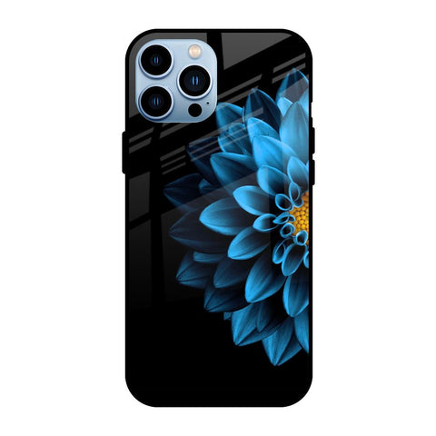 Half Blue Flower iPhone 13 Pro Glass Back Cover Online