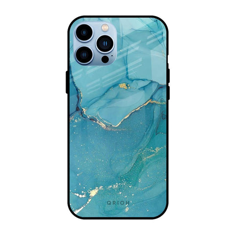 Blue Golden Glitter iPhone 13 Pro Glass Back Cover Online