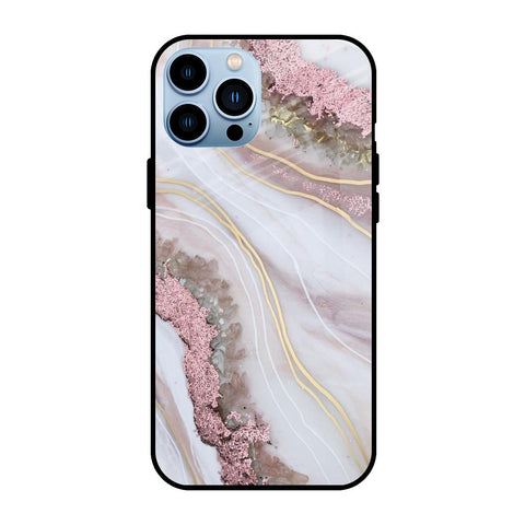 Pink & Gold Gllitter Marble iPhone 13 Pro Glass Back Cover Online