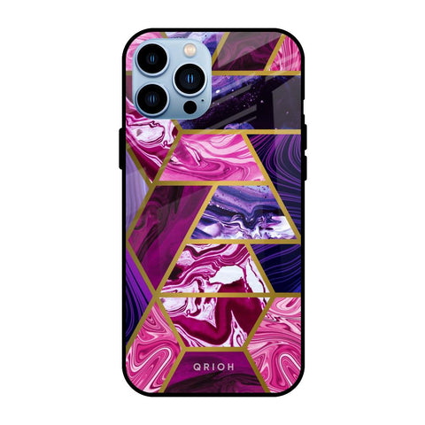 Electroplated Geometric Marble iPhone 13 Pro Glass Back Cover Online