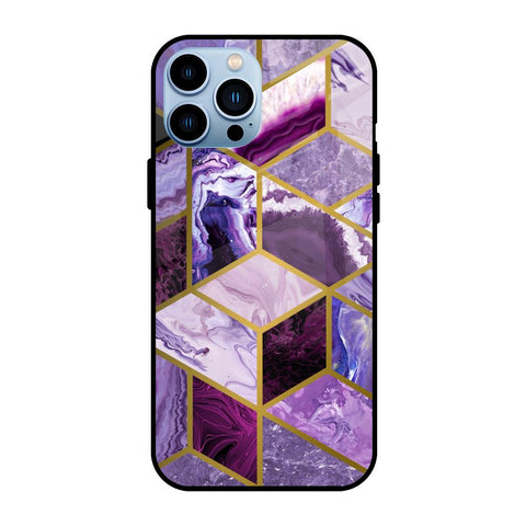 Purple Rhombus Marble iPhone 13 Pro Glass Back Cover Online
