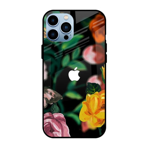 Flowers & Butterfly iPhone 13 Pro Glass Back Cover Online