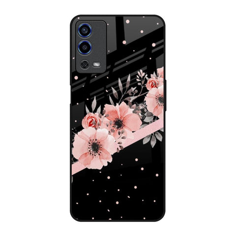 Floral Black Band Oppo A55 Glass Back Cover Online
