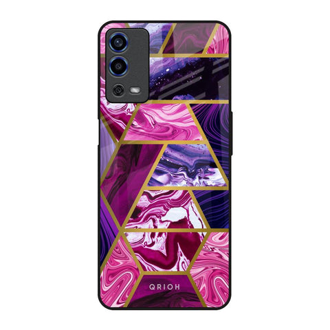 Electroplated Geometric Marble Oppo A55 Glass Back Cover Online