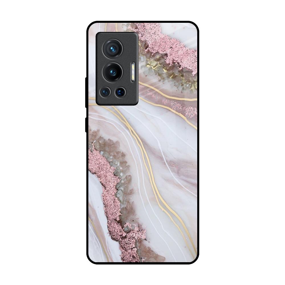 Pink & Gold Gllitter Marble Vivo X70 Pro Glass Back Cover Online