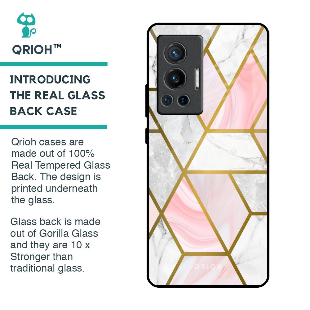 Geometrical Marble Glass Case for Vivo X70 Pro
