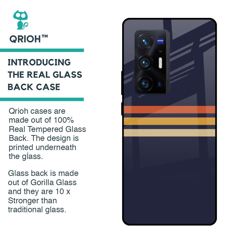 Tricolor Stripes Glass Case For Vivo X70 Pro Plus