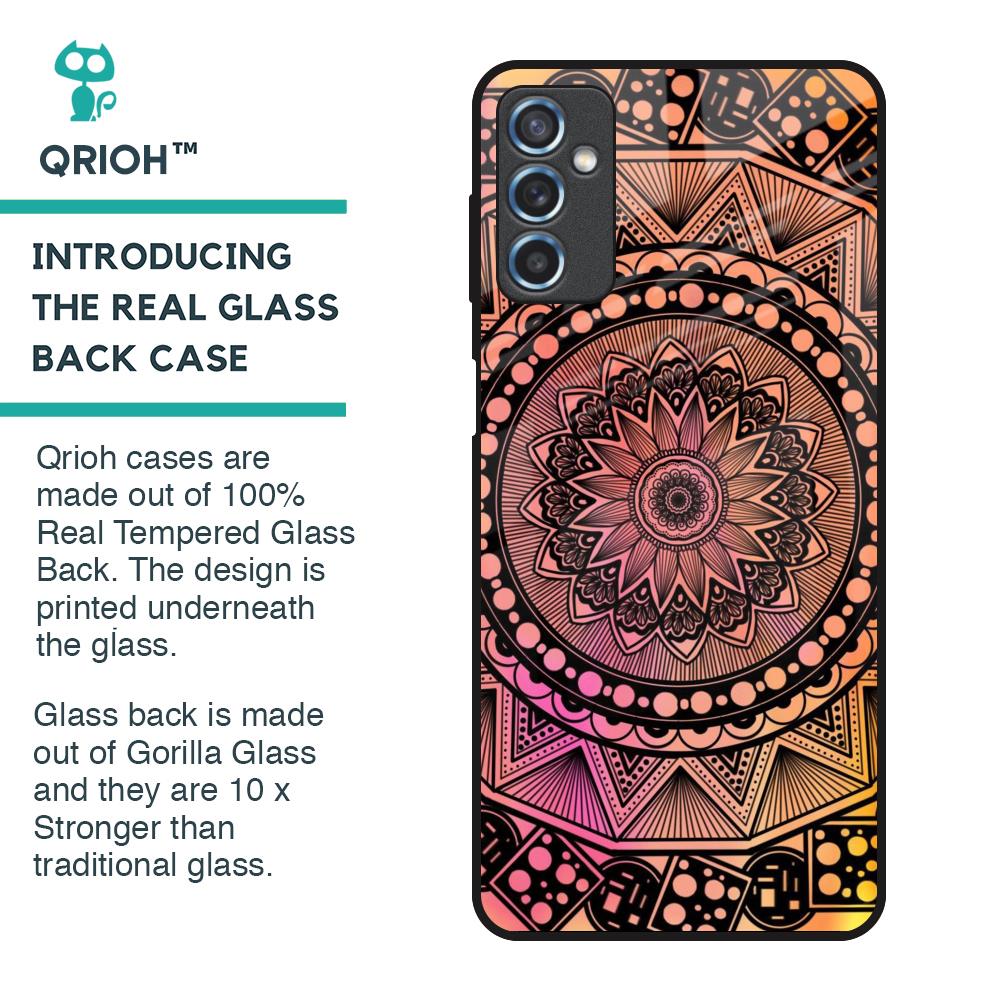 Floral Mandala Glass Case for Samsung Galaxy M52 5G