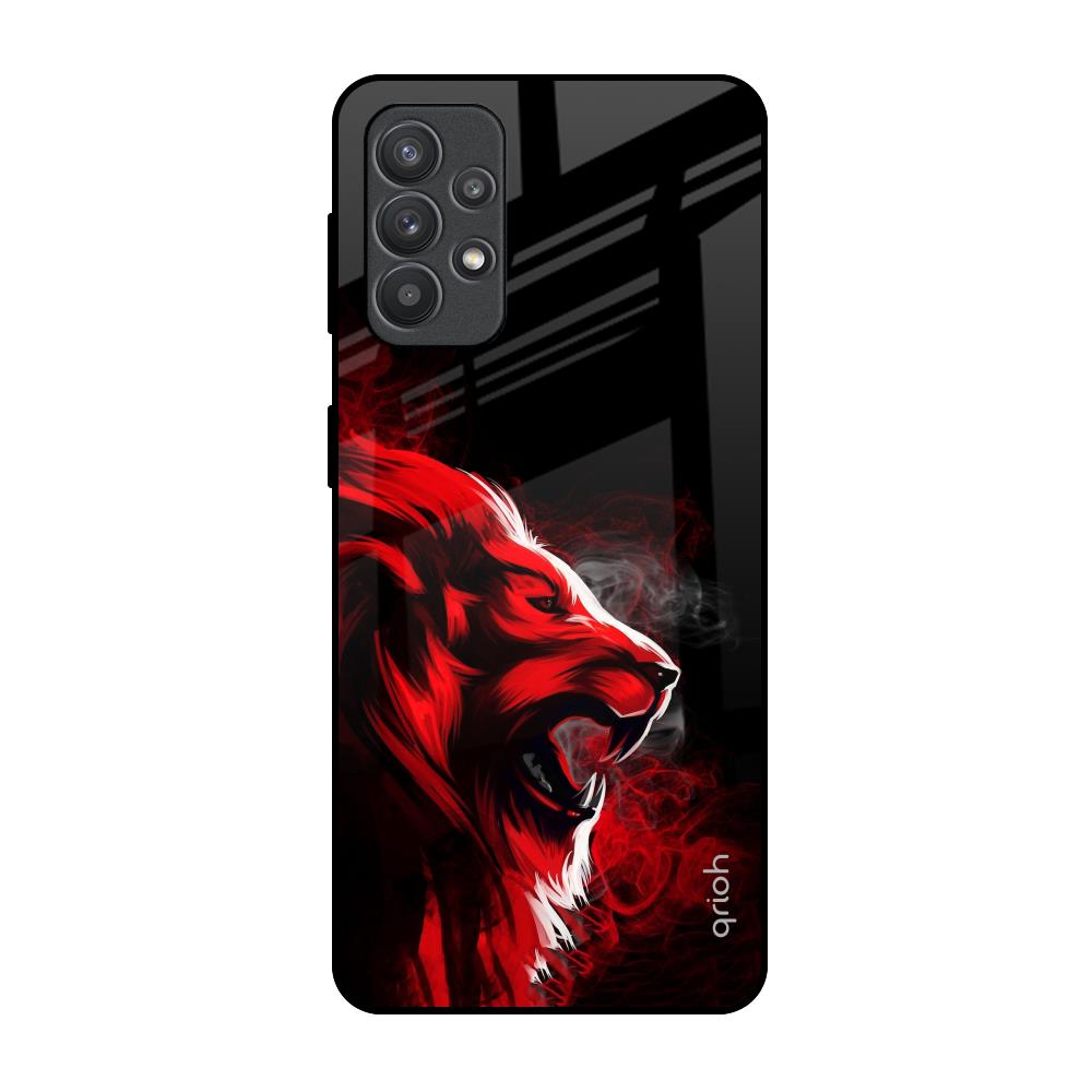 Red Angry Lion Samsung Galaxy M32 5G Glass Back Cover Online