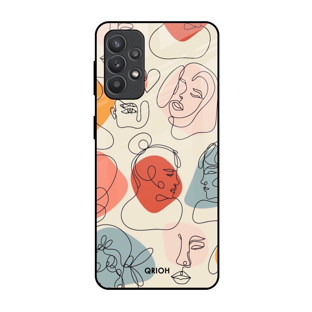Abstract Faces Samsung Galaxy M32 5G Glass Back Cover Online