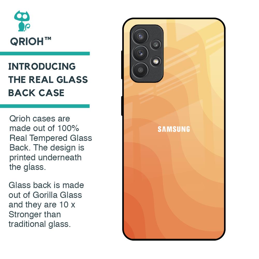 Orange Curve Pattern Glass Case for Samsung Galaxy M32 5G