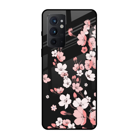 Black Cherry Blossom OnePlus 9RT Glass Back Cover Online