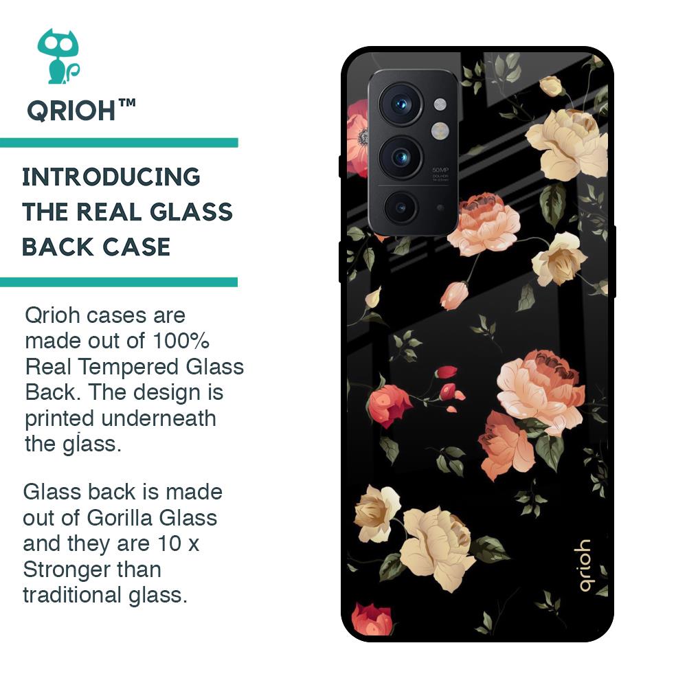 Black Spring Floral Glass Case for OnePlus 9RT