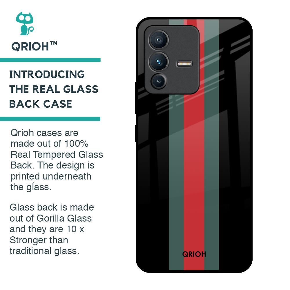 Vertical Stripes Glass Case for Vivo V23 Pro 5G