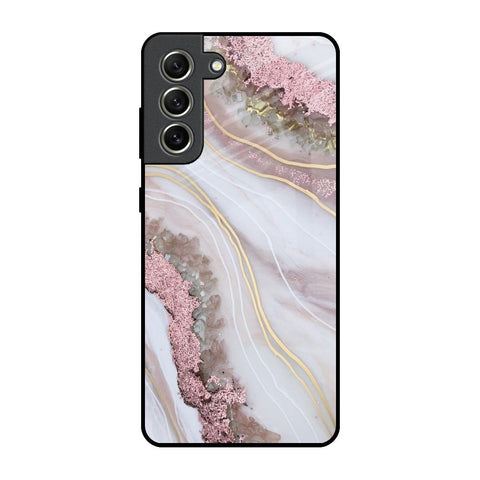Pink & Gold Gllitter Marble Samsung Galaxy S21 FE 5G Glass Back Cover Online