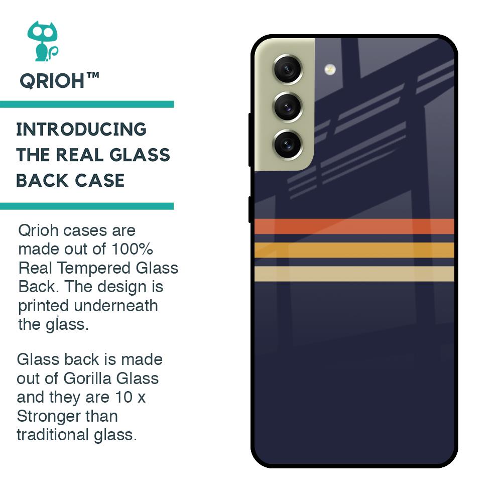 Tricolor Stripes Glass Case For Samsung Galaxy S21 FE 5G
