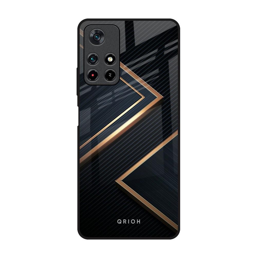 Sleek Golden & Navy Poco M4 Pro 5G Glass Back Cover Online