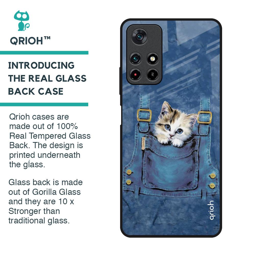 Kitty In Pocket Glass Case For Poco M4 Pro 5G