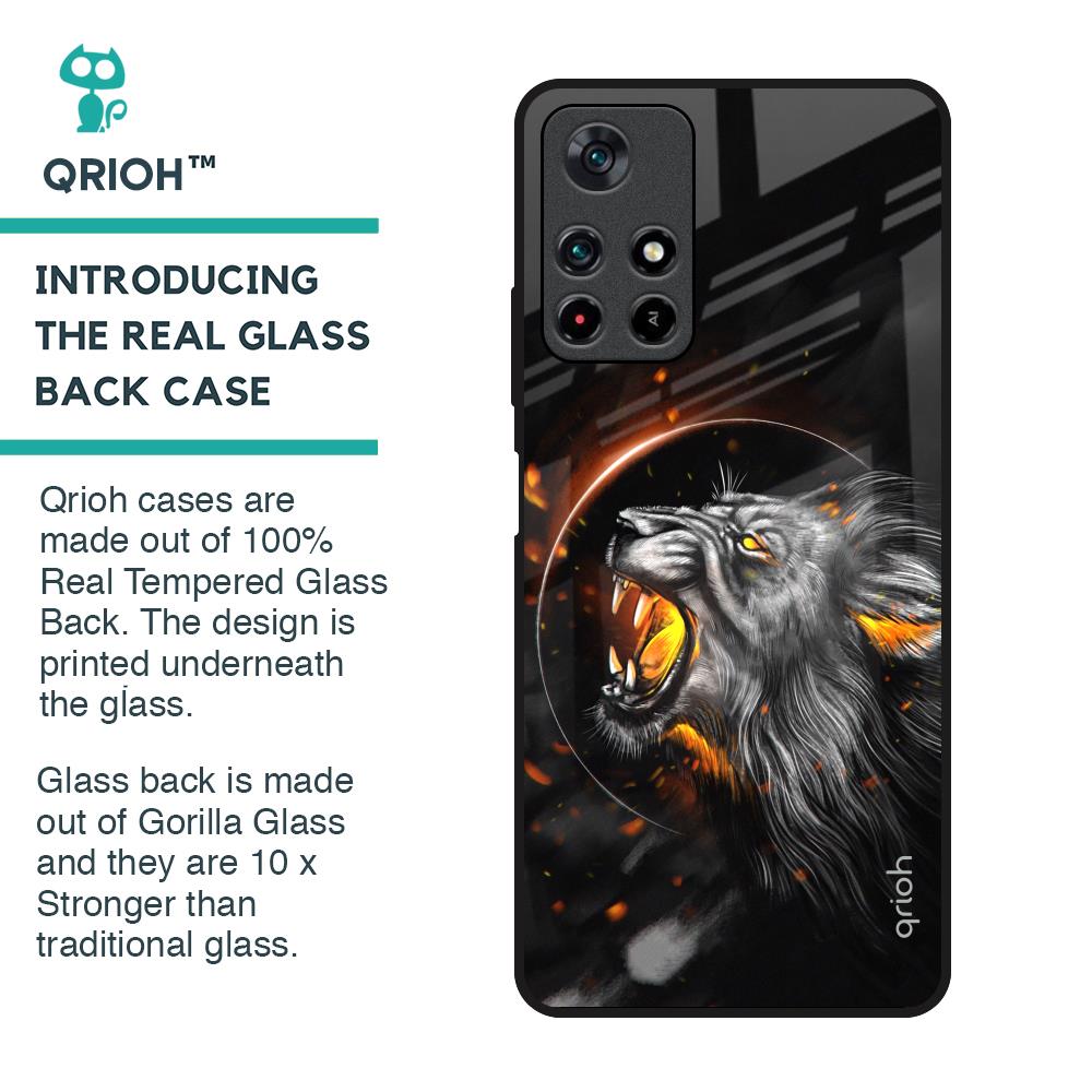 Aggressive Lion Glass Case for Poco M4 Pro 5G