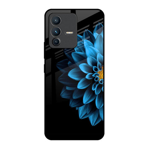 Half Blue Flower Vivo V23 5G Glass Back Cover Online