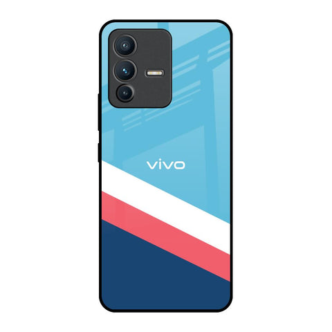 Pink & White Stripes Vivo V23 5G Glass Back Cover Online